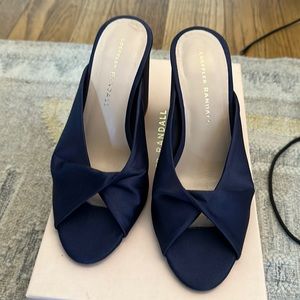 Worn 1x dark blue silk loeffler Randall size 6.5 heels